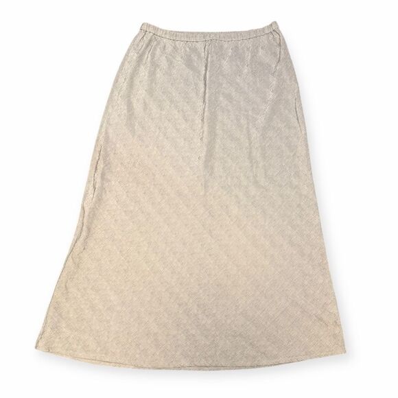 EILEEN FISHER Women’s Beige Silk Linen A-Line Midi Skirt Size Medium - Picture 2 of 5